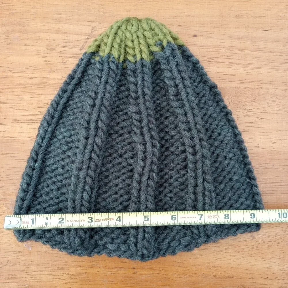 Men’s Chunky Wool Sailor Beanie Hand-Knit Rib Dock Worker Skully Cap Army Green - Picture 9 of 10